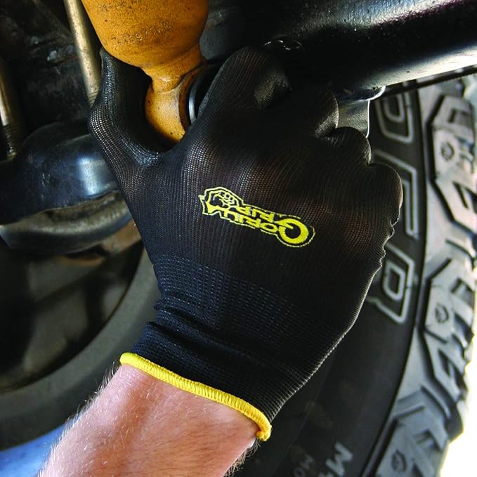 Gorilla Grip Work Gloves, Never Slip Maximum Grip All-Purpose, Gloves for Men, Superior in Wet, Dry, Oily Conditions, Polymer Palm, Medium Size, 1 Pair, Black/Blue| 25052-26