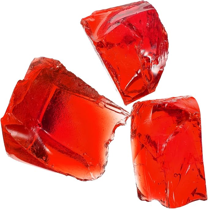 uxcell Fire Glass for Fire Pit, 5-8cm(2"-3.1") High Luster Reflective Glass Rocks for Natural or Propane Fireplace, Safe for Outdoors and Indoors Fire Pit Glass, Red, 400g/14oz