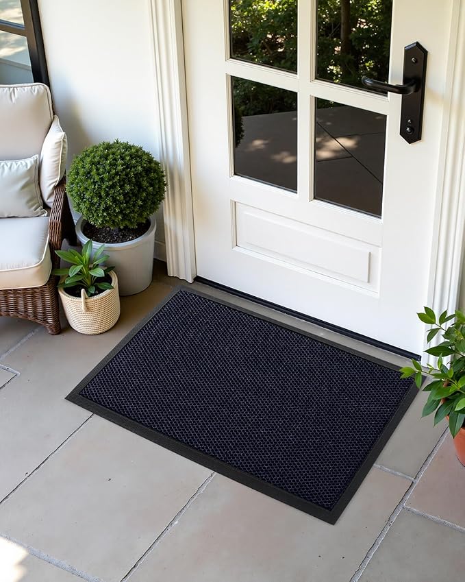 Color&Geometry High Stretch Elastic Silk Doormat, Large Front Door Mat Outside Entrance, Outdoor Door Mat for Patio,Quick-Dry & Heavy-Duty, Non-Slip Rubber Large Doormat, 32"x48" Blue