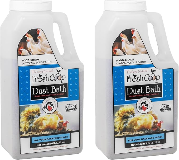 Progressive Planet Fresh Coop Dust Bath, 6lb Jug (Pack of 2) - Food-Grade Diatomaceous Earth & Calcium Montmorillonite Clay - Supports Healthy Feathers, Reduces Boredom & Encourages Dust Bathing