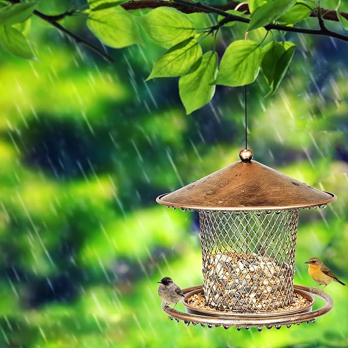 Bird Feeders for Outdoors, Heavy Duty Metal Wild Finch Feeder for Sparrow, 2lbs Capacity Cute Lantern Bird Feeder for Garden Yard Outside Hanging