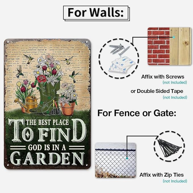 Cute Funny Garden Decor Gardening Gifts for Gardeners Spring Farmhouse decor Patio Signs Fence Decor Vintage Signs for Outside