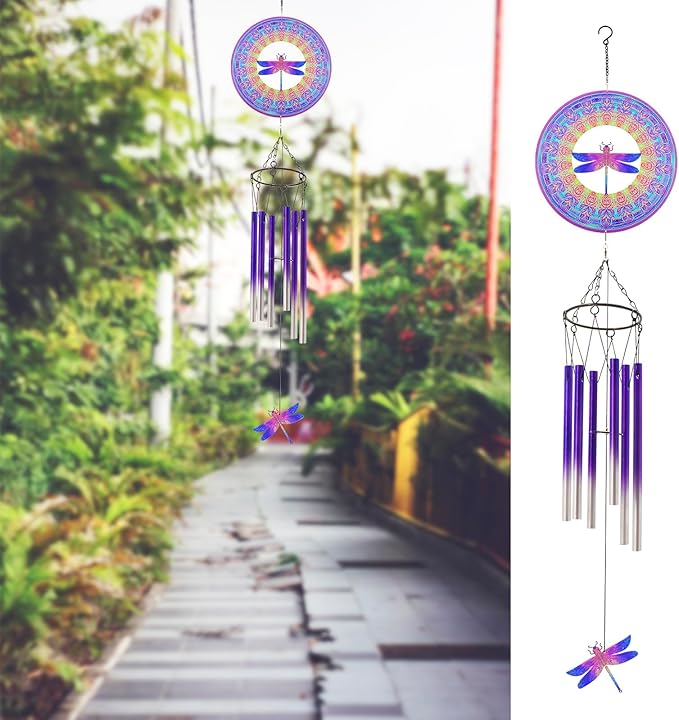 Wind Chimes with Dragonfly Wind Spinner, Gifts for Men, Women, Retirement, Teacher, Parents - Outdoor Hanging Decor Clearance for Garden, Patio, Backyard Or Porch