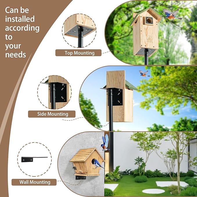 92 Inch Smart Bird Feeder Pole for Outdoors Heavy Duty with 1-Inch Dia, Bird Feeder Stand for Outside, Adjustable Bluebird Pole, Weather Station Metal Mounting Kits