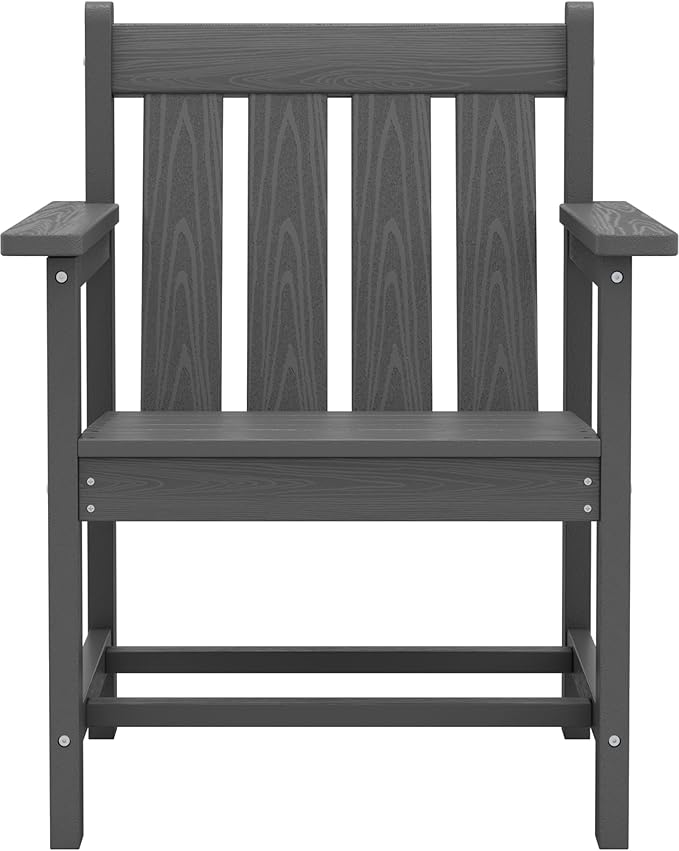 SEWRWALL 3 Pieces Patio Bistro Set, All Weather Adirondack Chair Set with Side Table, HDPE Material Outdoor Patio Furniture Set for Balcony, Porch, Garden, Backyard- Gray