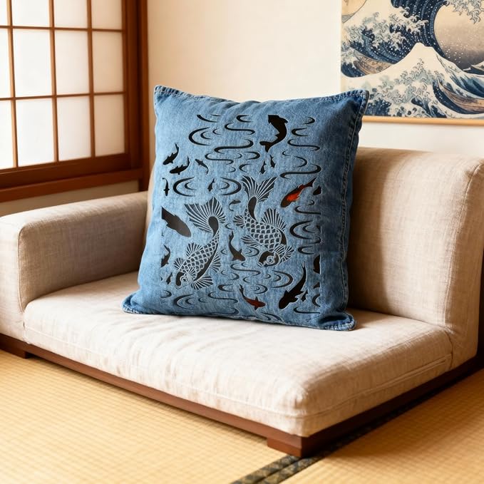 TIAMECH A4 Reusable Double Fish Stencil for Painting - Carp Brook Layering Template, DIY Wall Art, Wood Furniture, Scrapbook & Crafts (8.3x11.7inch)