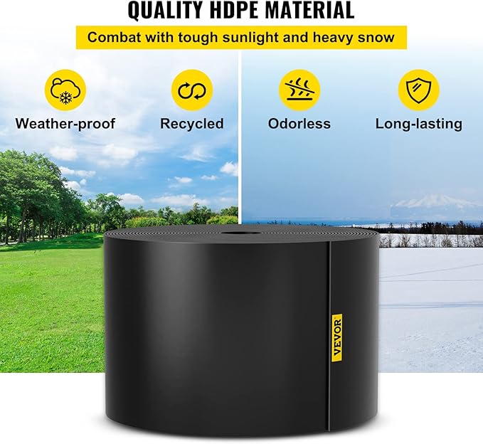 VEVOR Landscape Edging, 10 inch Depth 40 ft Total Length, Recycled HDPE Coiled Terrace Board, Flexible Bender Border for Landscaping, Lawn, Garden, Yard, Against Invading Weeds, Black
