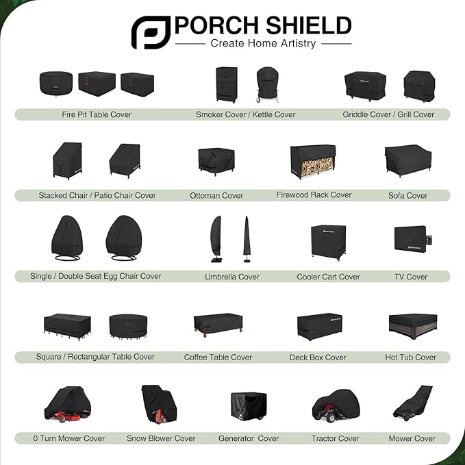 Porch Shield Waterproof Patio Adirondack Chair Cover 2 Pack Fits Outdoor Chairs 28W x 30D x 36H inch, Black