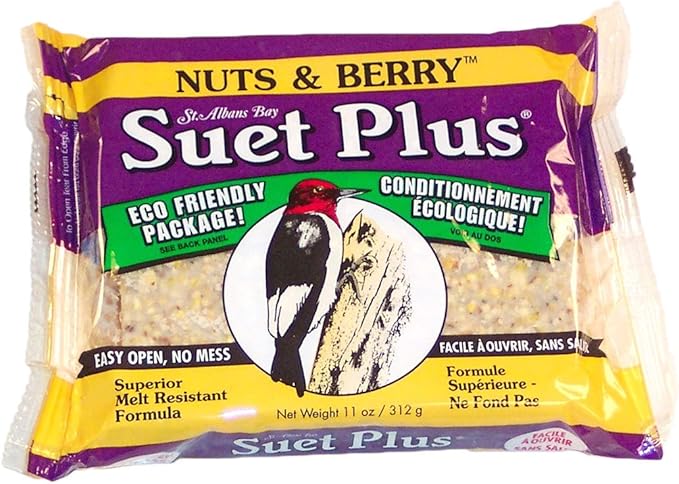 ST. ALBANS BAY SUET PLUS Variety Pack of 4 Flavors of Suet Cakes for Wild Birds 11 Ounces Each