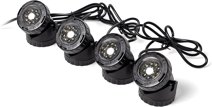 Jebao 12-LED Submersible Light for Water Gardens and Ponds, Set of 4