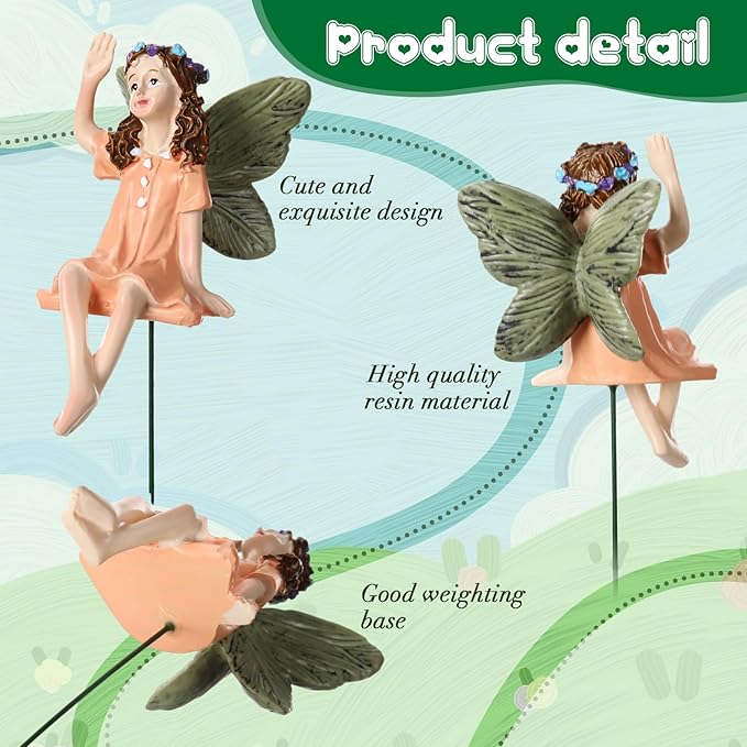 Jetec 10 Pcs Garden Miniatures Fairies Mini Figurine Fairy Accessories Decor for Outdoor Yard Home Decoration(Cute Color)