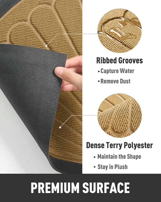 tchdio Door Mat Outdoor Indoor Entrance Doormat-Semicircular Durable Rubber Non Slip Front Door Mat for Outside Inside Entry Entryway Dirt Trapper WelcomeMat for Muddy Paws and Shoes-Yellow 17”x30”