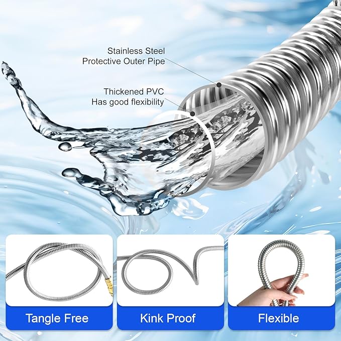 Metal Garden Hose 100 ft – 304 Stainless Steel Water Hose with Nozzle Sprayer, Garden Hoses Flexible, Lightweight, No Kink, Heavy Duty for Outdoor (100 ft)