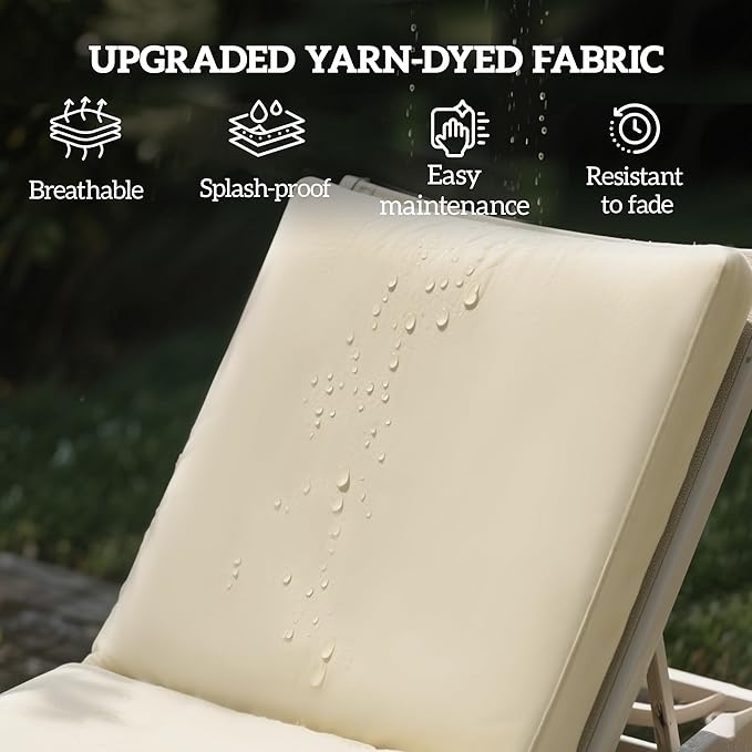 Outsunny Chaise Lounge Cushions Outdoor Set of 2, Fade Resistant, 72 x 21 x 3 in Sun Lounger Replacement Cushions, Patio Lounge Chair Pads with Removable Cover for Pool, Beach, Deck, Lawn, Beige