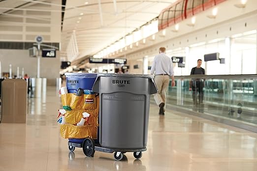 Rubbermaid Commercial Products BRUTE Heavy-Duty Round Trash/Garbage Can, 20-Gallon, Gray,Outdoor Waste Container for Landscapers/Construction/Restaurants/Back of House/Offices/Warehouses, Pack of 6