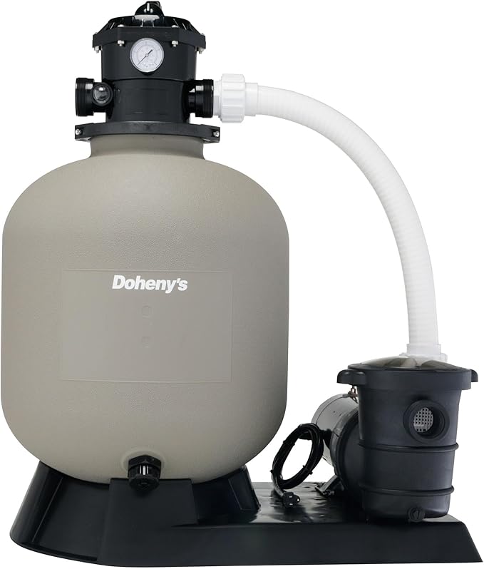Doheny's Pool Pro Sand Filter System | 16" with 3/4 HP Pump | High-Flow, Large Filter Area | Durable Polymeric Tank with 6-Position Valve | Includes Pump, Base & Hose Kit |ideal For Above-Ground Pools