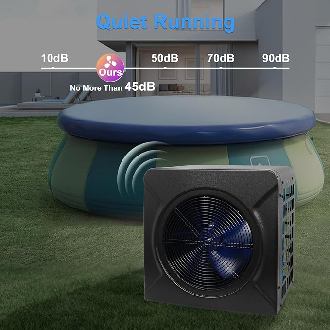 DOEL Mini Swimming Pool Heat Pump, 17100 BTU Electric Pool Heater for Above Ground Pools Heating or Cooling, Titanium Heat Exchanger, 115V 60Hz