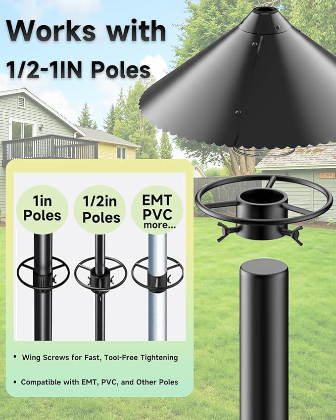 Metal Squirrel Baffle for Bird Feeder Pole, 19" Heavy-Duty Spring-Motion Guard, Upgraded Outdoor Squirrel Protector for Bird Feeder Poles (1 Pack)