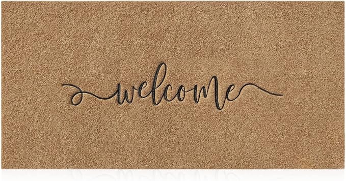 AAZZKANG Brown Door Mat Large 18"x48" Outdoor Welcome Mat with Non Slip Rubber Backing Easy to Clean Entry Doormat for Indoor High Traffic Areas Front Door