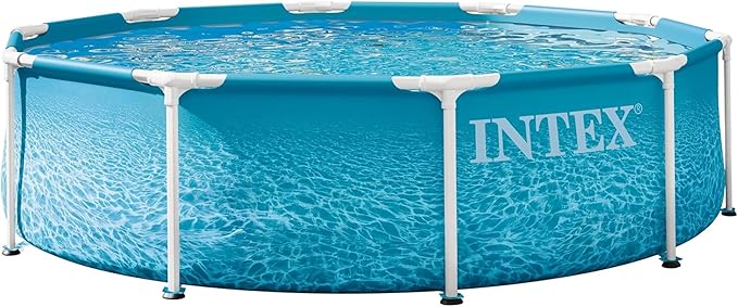 INTEX 28206EP 10Ft X 30In Beachside Metal Frame Above Ground Swimming Pool, Pool Only (Pump Not Included)