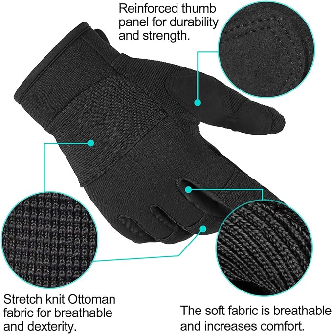 OZERO Work Gloves for Men Women: Mechanic Glove Touchscreen Firm Grip Dexterity Light Duty Gloves for Gardening Construction