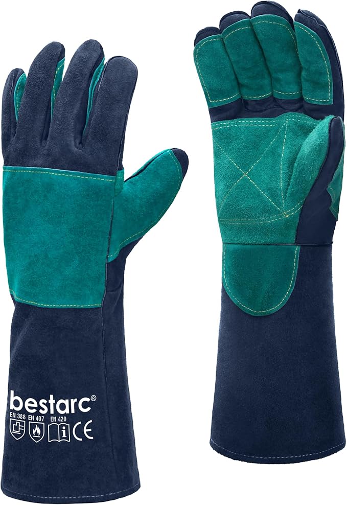 bestarc Leather Forge MIG Welding Gloves, 932℉ Heat Resistant Welding Gloves with Kevlar Stitching for MIG, TIG, Stick, Forge