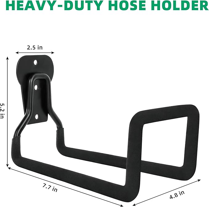 Garden Hose Holder - Heavy Duty Metal Hanger Wall Mount, Water Hose Holder for Outside Yard, Water Hose Reel, Hose Rack, Hose Hook