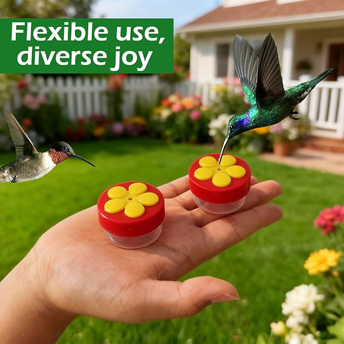 Hummingbird Feeder Helmet | Easy-Install Hummingbird Feeder Hat | 2 Feeding Ports, Round Nectar Box, Leak-Proof & Quick to Refill