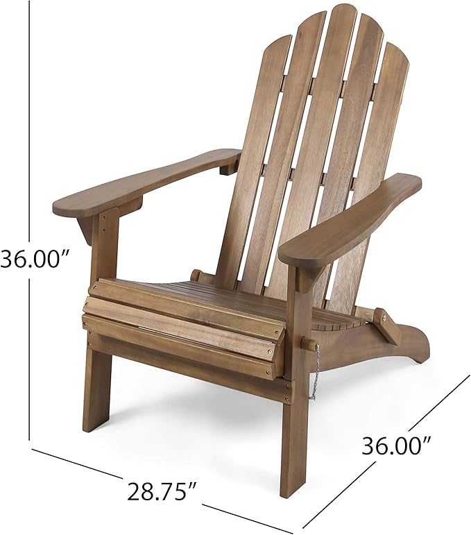 Christopher Knight Home Cara Outdoor Foldable Acacia Wood Adirondack Chair, Dark Brown Finish