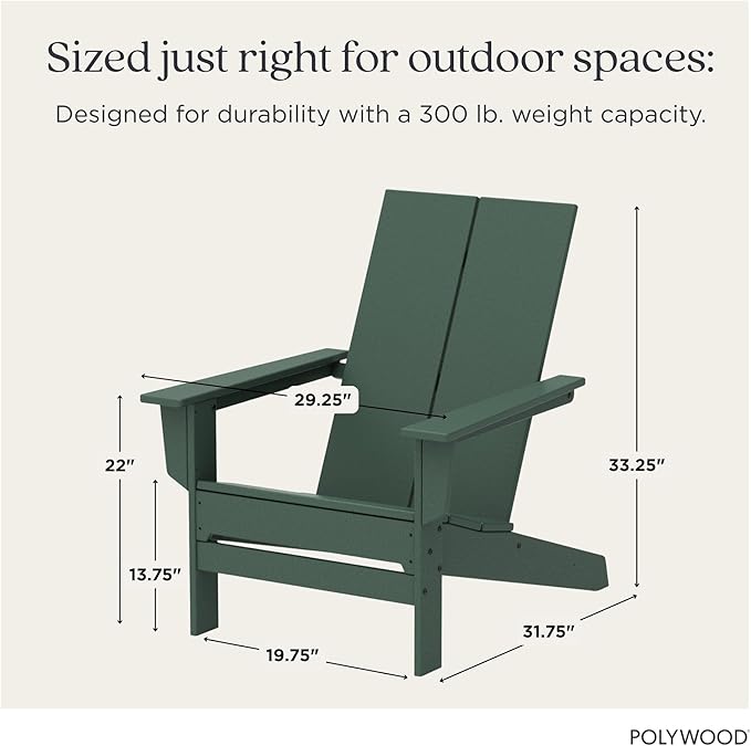 POLYWOOD Contemporary Modern Oversized Adirondack Chair in Green