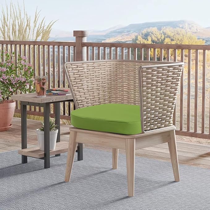 idee-home Outdoor Chair Cushions Set of 2, 19" x 19" x 2" Thick D-Shaped Patio Furniture Outdoor Seat Cushions Waterproof with Ties, Dining Pads