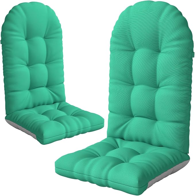 Adirondack Chair Cushion Set of 2, Thickened Patio Chair Cushions with Ties, Waterproof and UV-Protected Rocking Chair Cushion for Indoor and Outdoor, Green.