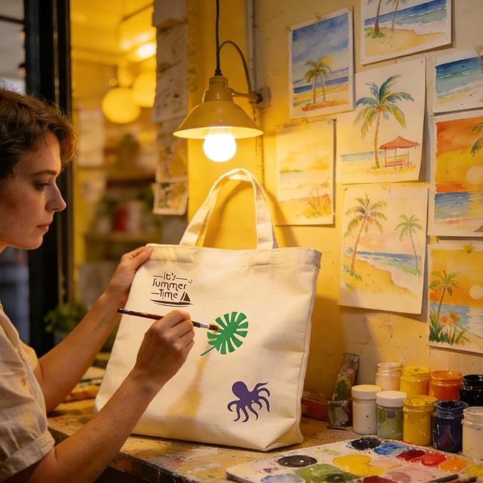 56 Pcs Summer Beach Stencils for Painting, Reusable 3x3in Hawaii Holiday Ocean Stencils for Painting on Wood Rock Wall Canvas Scrapbook, Small Stencil for DIY Art Crafts Home Decors Ornaments