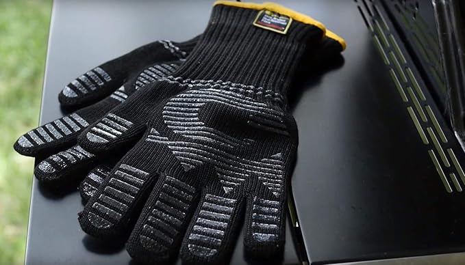 Heat Resistant Gloves - 480℉ Grilling Gloves For Fireplace - Barbeque Accessories For Kitchen - BBQ Gloves - Oven Mitt For Oven, 1 Pair, Dupont Nomex Heat Fiber is Made In USA