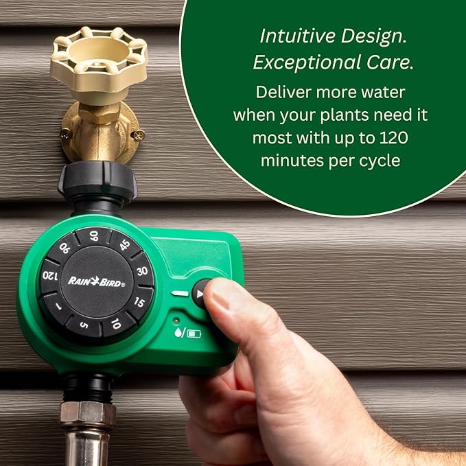 Rain Bird 1ZEHTMRS Simple-Set Hose End Timer, One Zone/Station, Battery Operated, 3/4" Garden Hose Thread, Heavy-Duty Brass Inlet