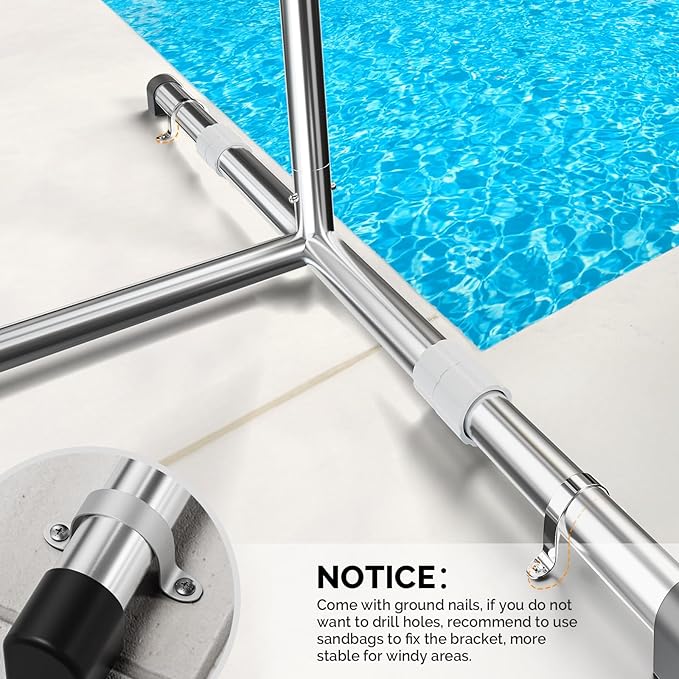 VINGLI 16 FT Pool Cover Reel Set, Adjustable Solar Cover Reel for Above Ground Pools with 4' to 16' Width & Adjustable 45.6” - 67.2” Height
