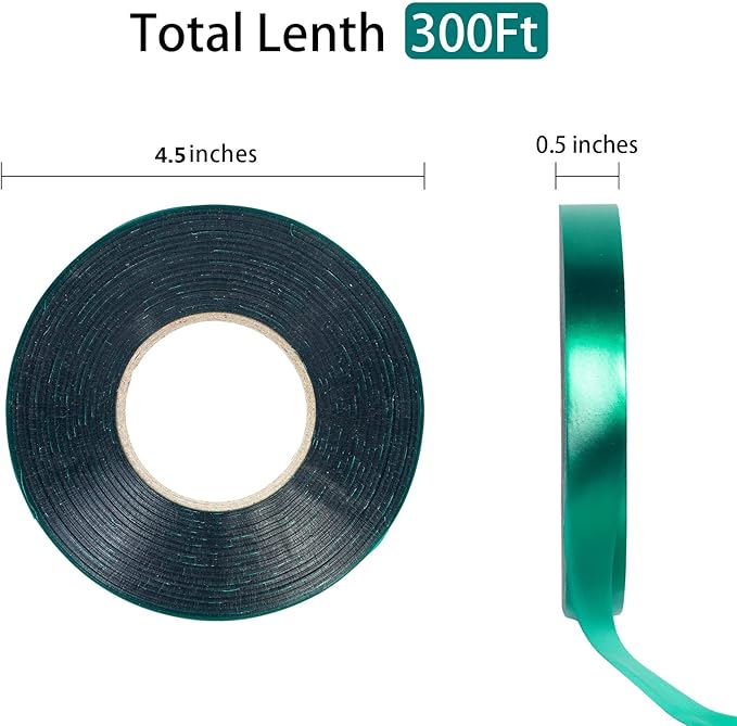 Unves 2 Rolls Garden Tape, 300 Feet 1/2" Green Plant Ties Tape Reusable Nursery Tapes, Wide Stretch Tie Tapes Tomato Plant Support for Indoor Outdoor Patio Branches, Climbing Flowers, Vegetables