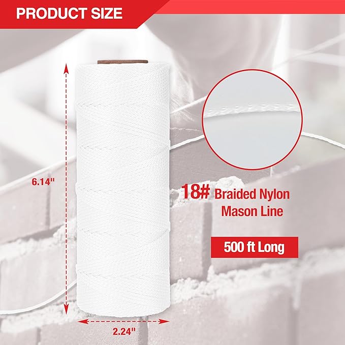 Goldblatt Mason Line, 500 Feet #18 Braided Nylon String, Perfect for Gardening or Masonry
