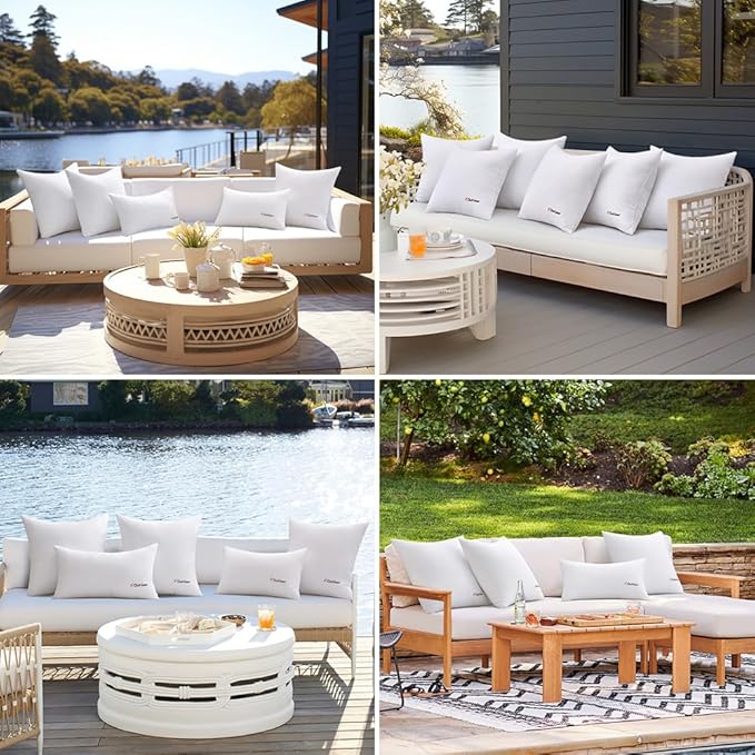 MIULEE Outdoor Pillows Set of 4 20x20 Waterproof Throw Pillow Inserts, Decorative Water Resistant Pillow Cushion for Patio and Garden