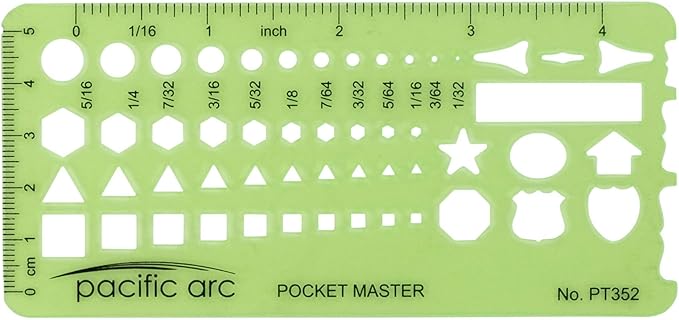 Pacific Arc Pocket Master Template Guide, Featuring Perfect Circles, Hexagons, Triangles, and Squares