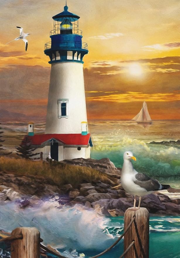 Briarwood Lane Sunset Lighthouse Summer Garden Flag