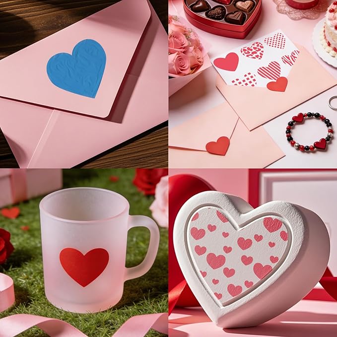 12 PCS Love Heart Stencils for Painting - Different Size Love red Heart Reusable Valentine's Painting Templates on Wood, Glass, Fabric, Window Door Decor DIY Decoration