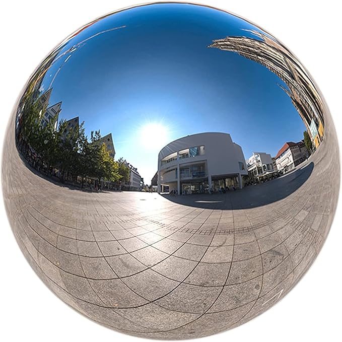 Nerien Gazing Ball, 6 Inch Stainless Steel Garden Mirror Globe, Polished Ornament Sphere, Hollow Floating Reflective Hemisphere, for Home Outdoor Pond Housewarming Swimming Pool Decoration, Silver