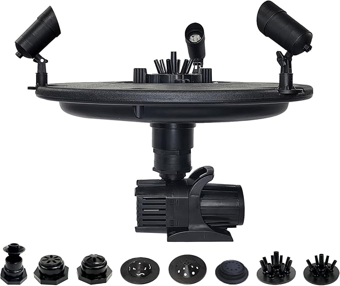 HALF OFF PONDS Floating Fountain – 3/4 HP Pond Aerator, 200' Cord – 8,000 GPH Water Pump – 11 Spray Patterns - Color-Changing LED Lights - for Ponds, Lakes & Water Gardens