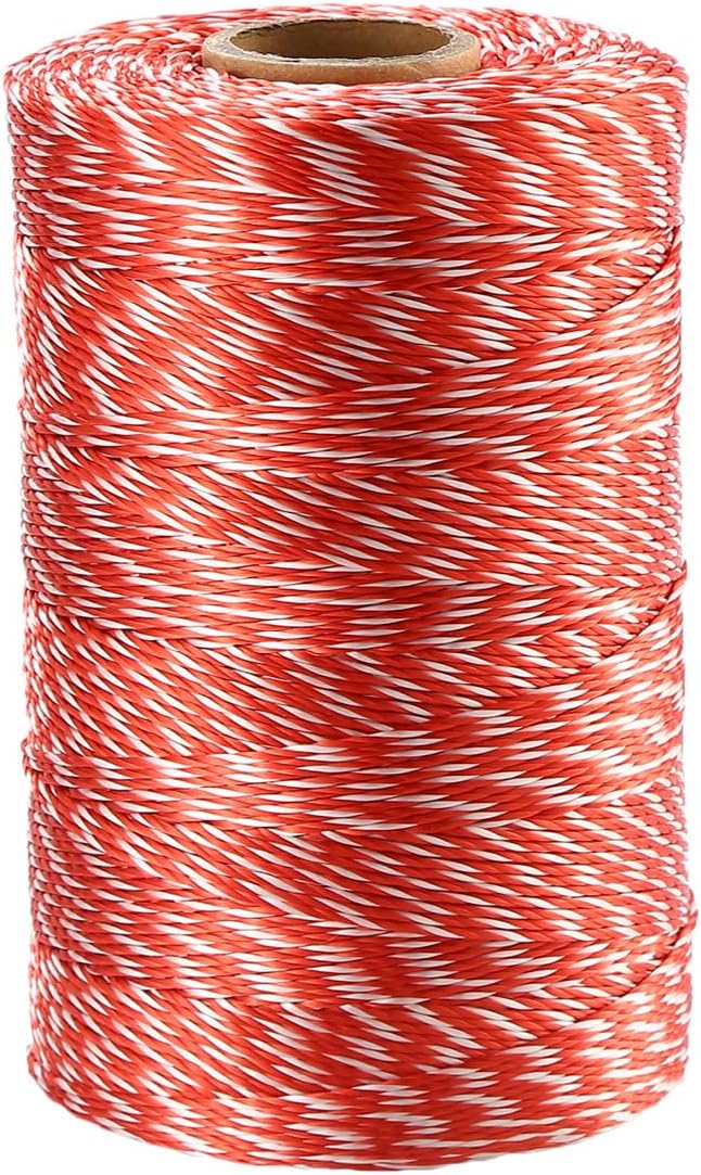Red and White Nylon String,685ft 1.5mm UV-Resistant Nylon Cord Twine for Garden,Tomato,Climbing Plant,Tie Floristry,Fishing,Wrapping,Camping and Outdoor Survival,Netting Home Improvement