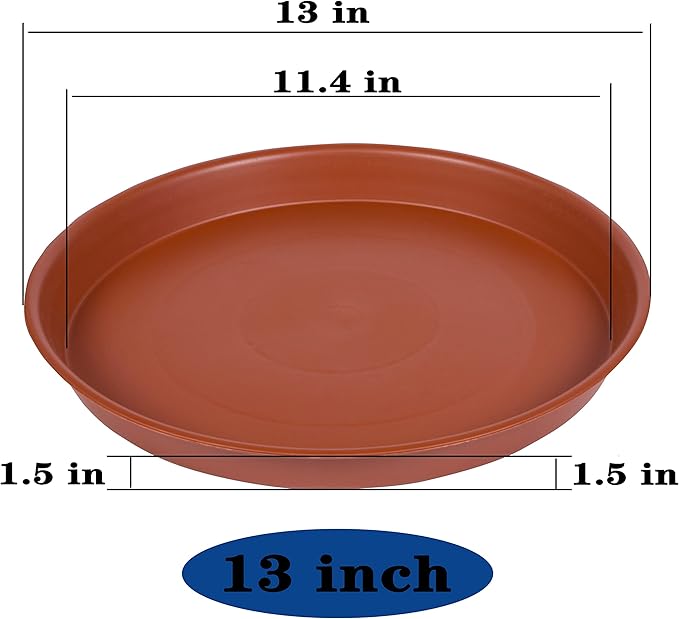 4 Pack of 13 inch Plant Saucer, Heavy Duty Plastic Plant Saucer 13" Round, Plant Tray for Pots, Flower Plant Saucers for Indoors, Plant Trays for Planter 11"/12"/13" (13", Terracotta)