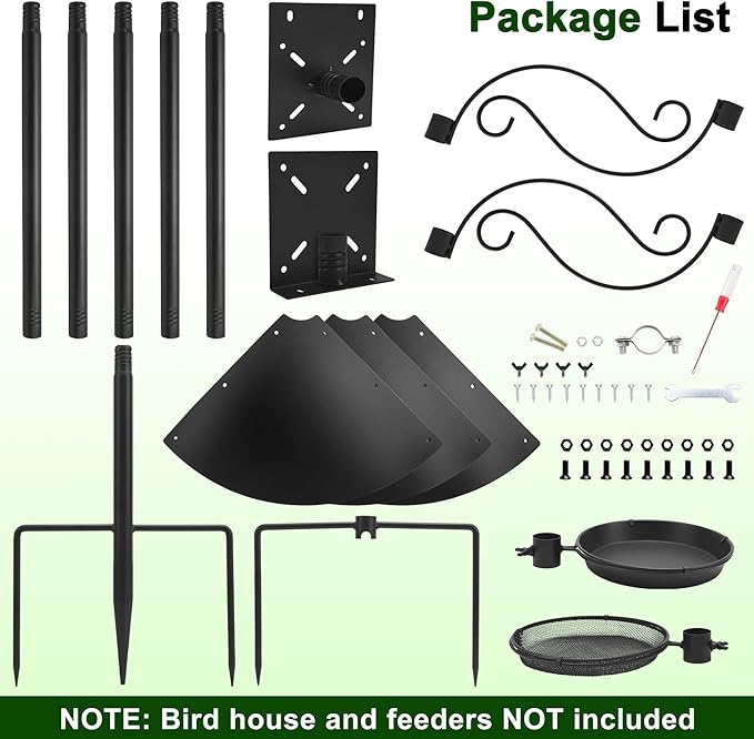 93Inch Bird Feeding Station,Heavy Duty Bird Feeder Pole House Stand Mount Kit with Squirrel Proof Baffle,Adjustable Buddy Poles for Outdoors Hanging.