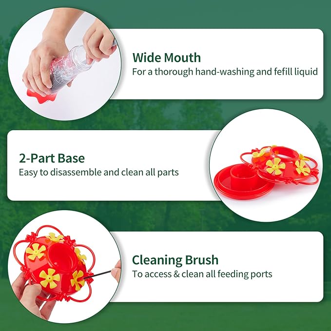Hummingbird Feeders for Outdoors Hanging,2 Pack Humming Birds Feeders for Outside,Wild Bird Feeder for Outside Garden Yard Patio 13.5OZ,Plastic Bird Feeders 5 Feeding Ports Bird Nectar Feeder