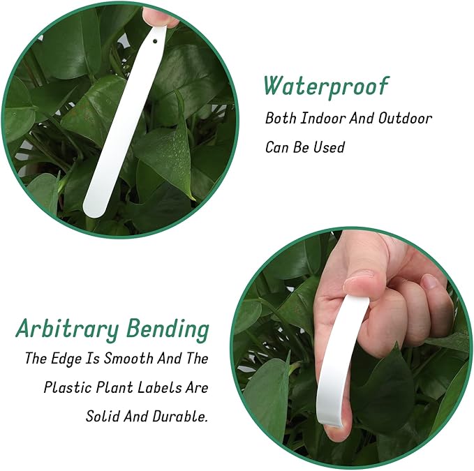 KINGLAKE 100 Pcs 6 Inch Thick Plastic Plant Nursery Garden Labels, Plant Name Waterproof Identification Stakes Tags for Seedling,Vegetable White