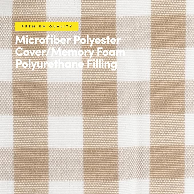 Sweet Home Collection Chair Cushion Memory Foam Pads Tufted Slip Non Skid Rubber Back U-Shaped 17" x 16" Seat Cover, 6 Pack, Checkered Taupe/White